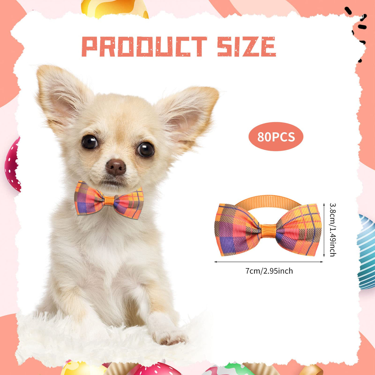 80 Pcs Dog Bow Ties Assorted Pattern N154