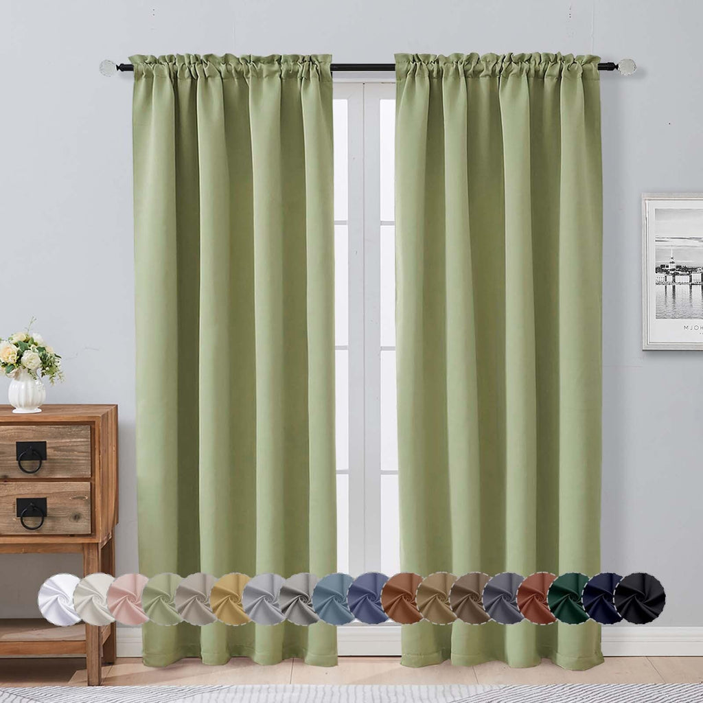 Sage Green 72 Inch Blackout Curtains 2 Panels Set R974561