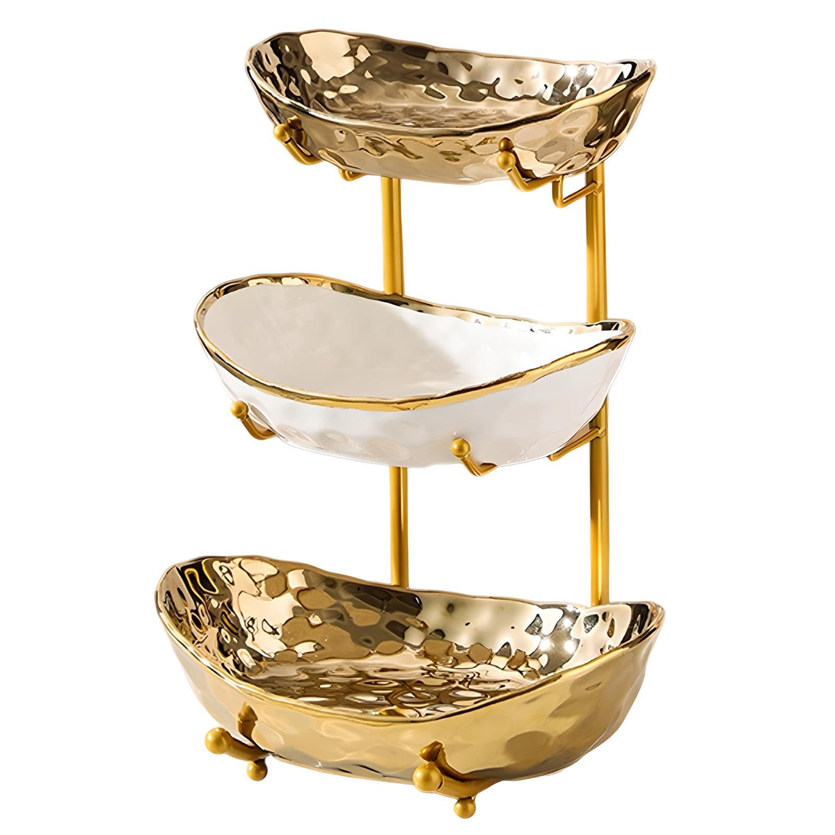 3 Tier Ceramic Fruit Bowl with Metal Stand R727