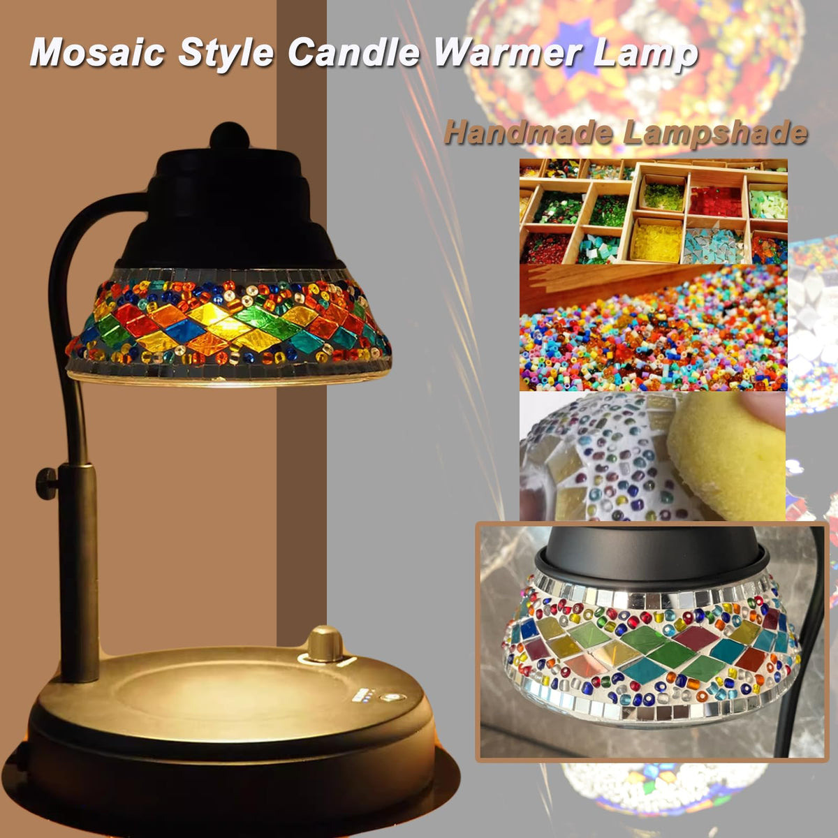 Black Candle Warmer Lamp with Timer & Dimmer U5564