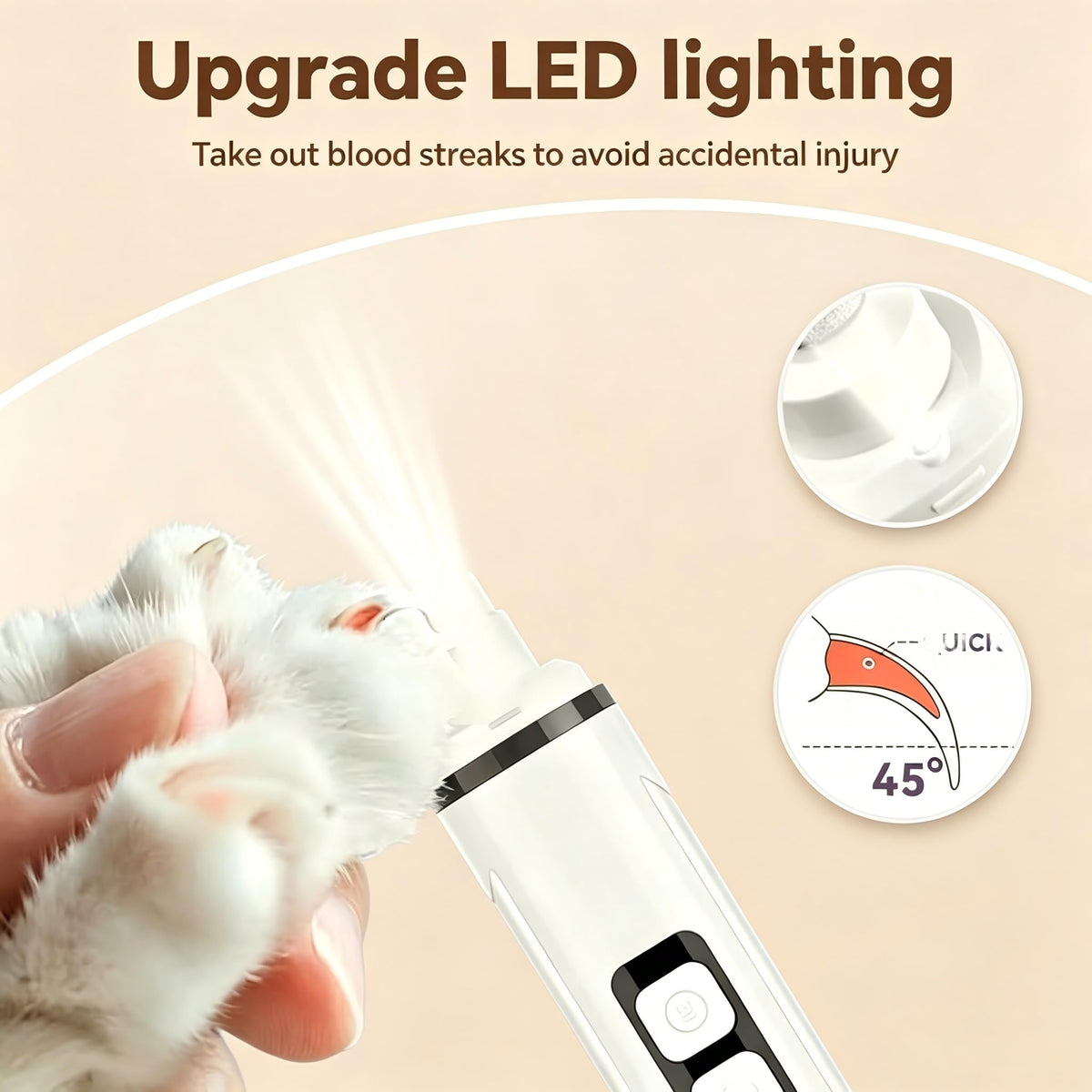3-Speed Dog & Cat Nail Grinder with LED Light D538