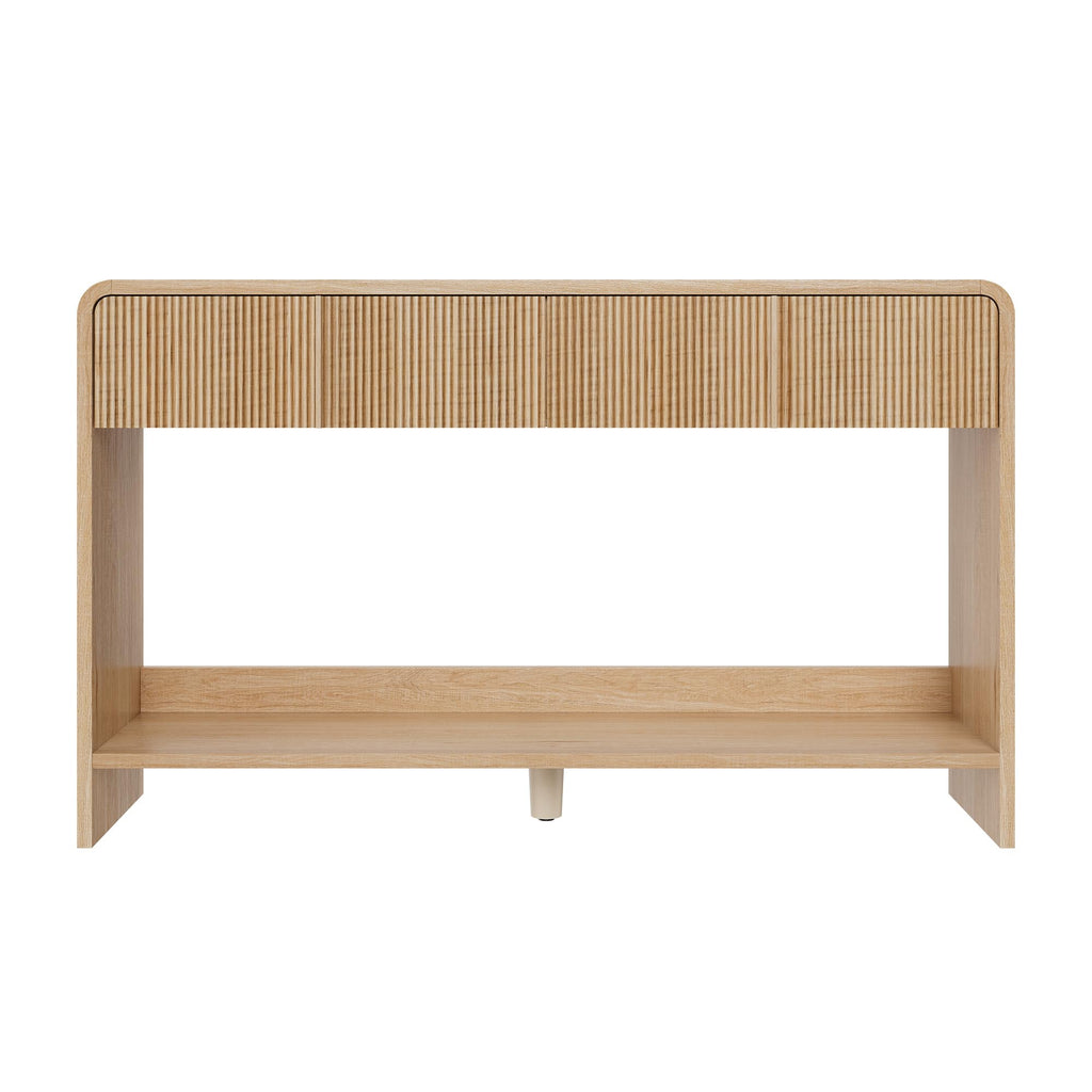 45" Fluted Console Table with 2 Drawers and Open Shelf T864357