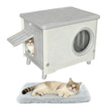 Weatherproof Elevated Outdoor Cat House with Cushion R588869