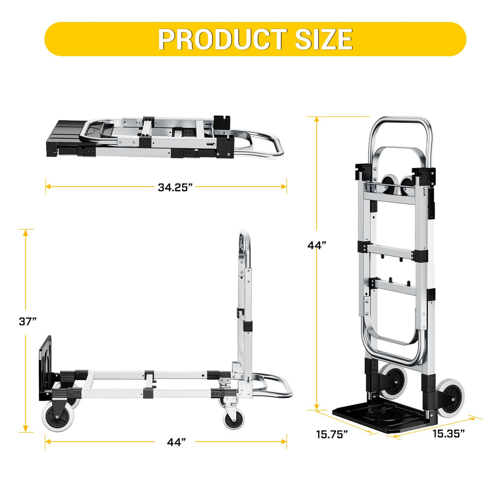3 in 1 Folding Hand Truck 600lbs Capacity Heavy Duty Z914138