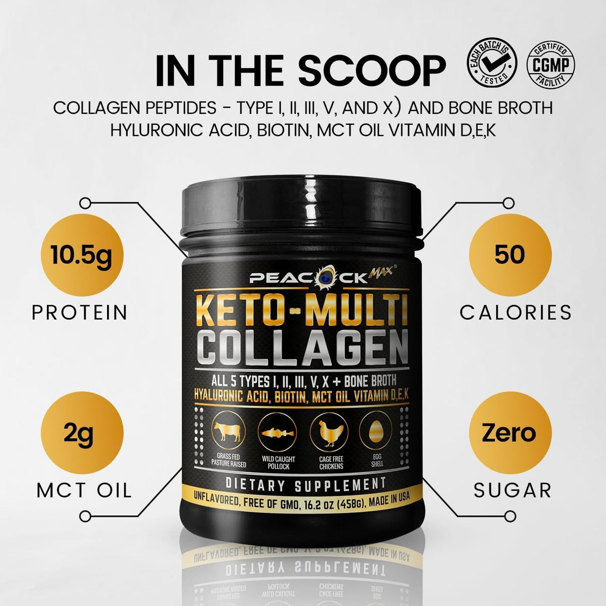 16.2 oz Unflavored Hydrolyzed Collagen Peptides Powder W64317
