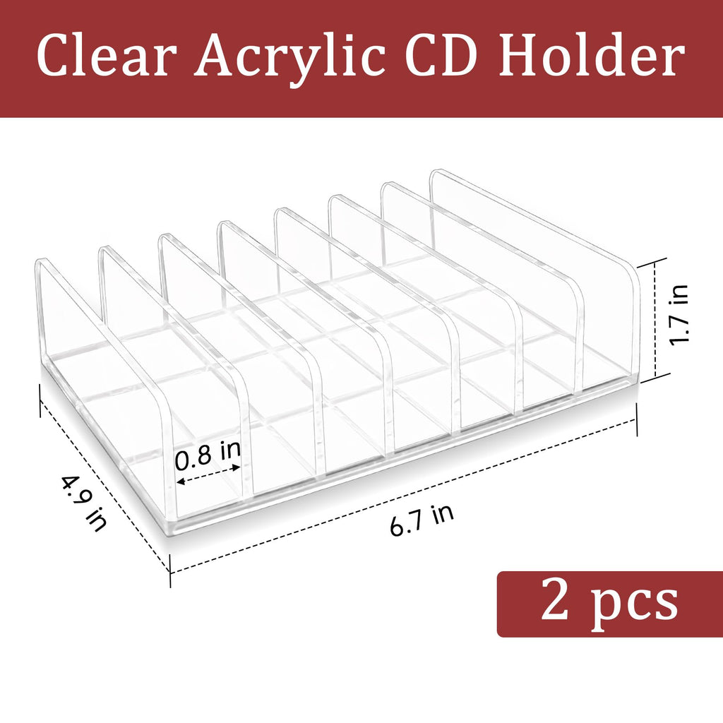 2 Pcs Clear Acrylic CD Holder C3450