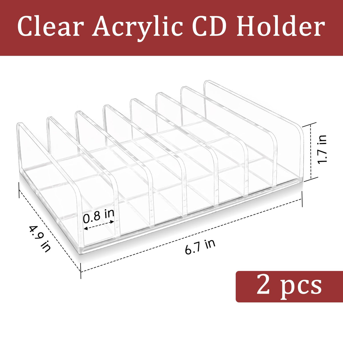 2 Pcs Clear Acrylic CD Holder C3450