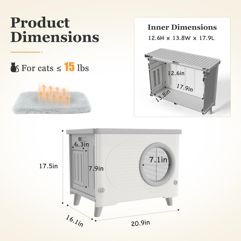 Weatherproof Elevated Outdoor Cat House with Cushion R588869