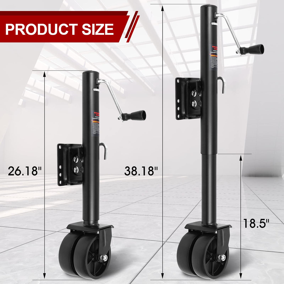 2000 lbs Dual Wheel Trailer Jack with 6" Caster Wheels I389