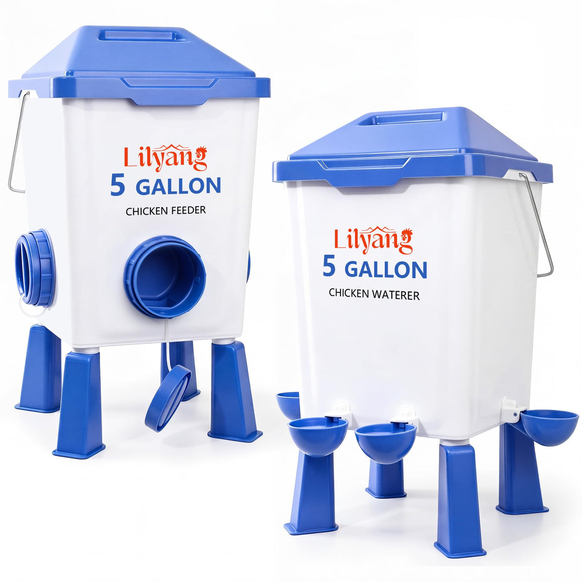 Chicken Feeder and Waterer Set 5 Gallon G693623