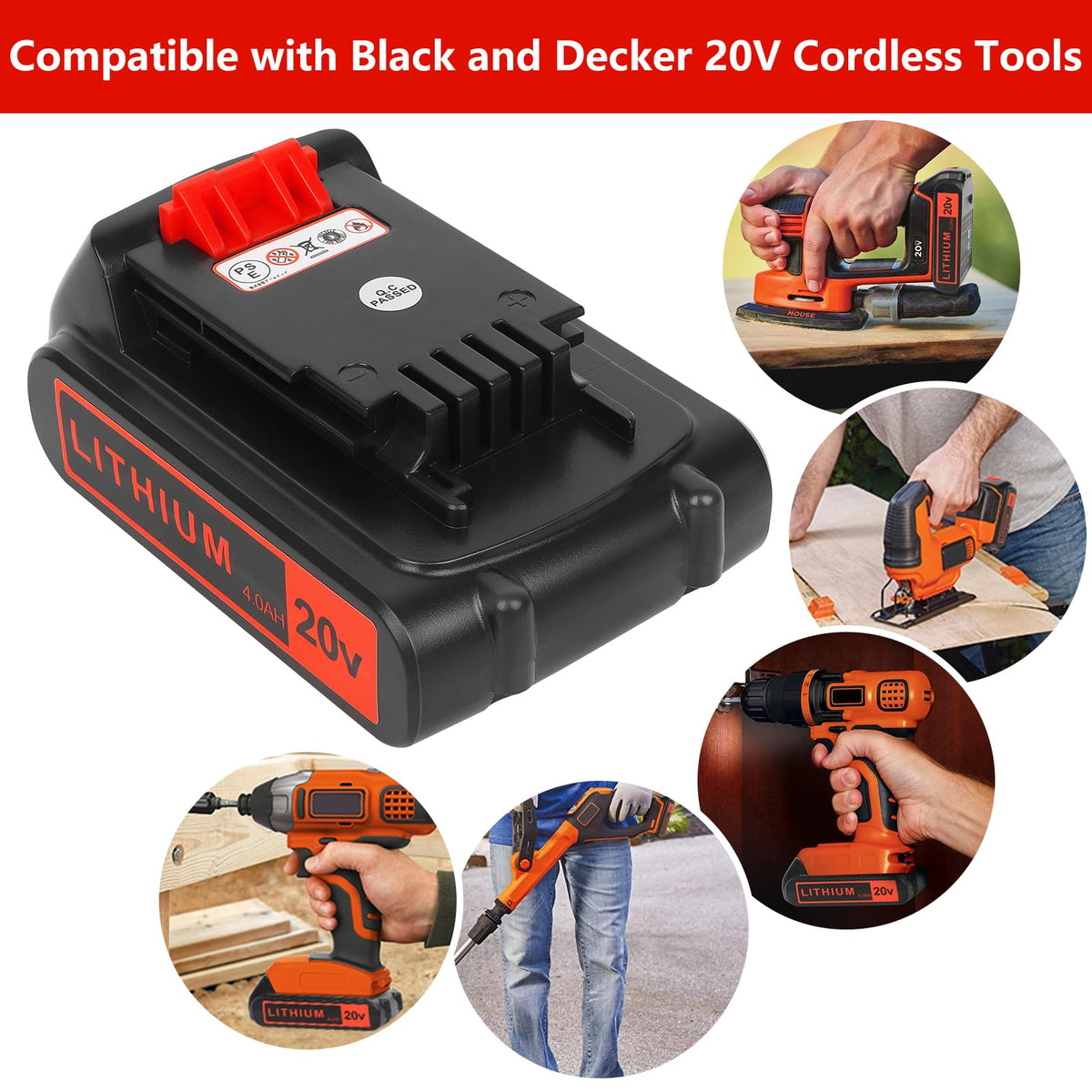 2 Pack 4000mAh 20V Lithium Ion Battery F824