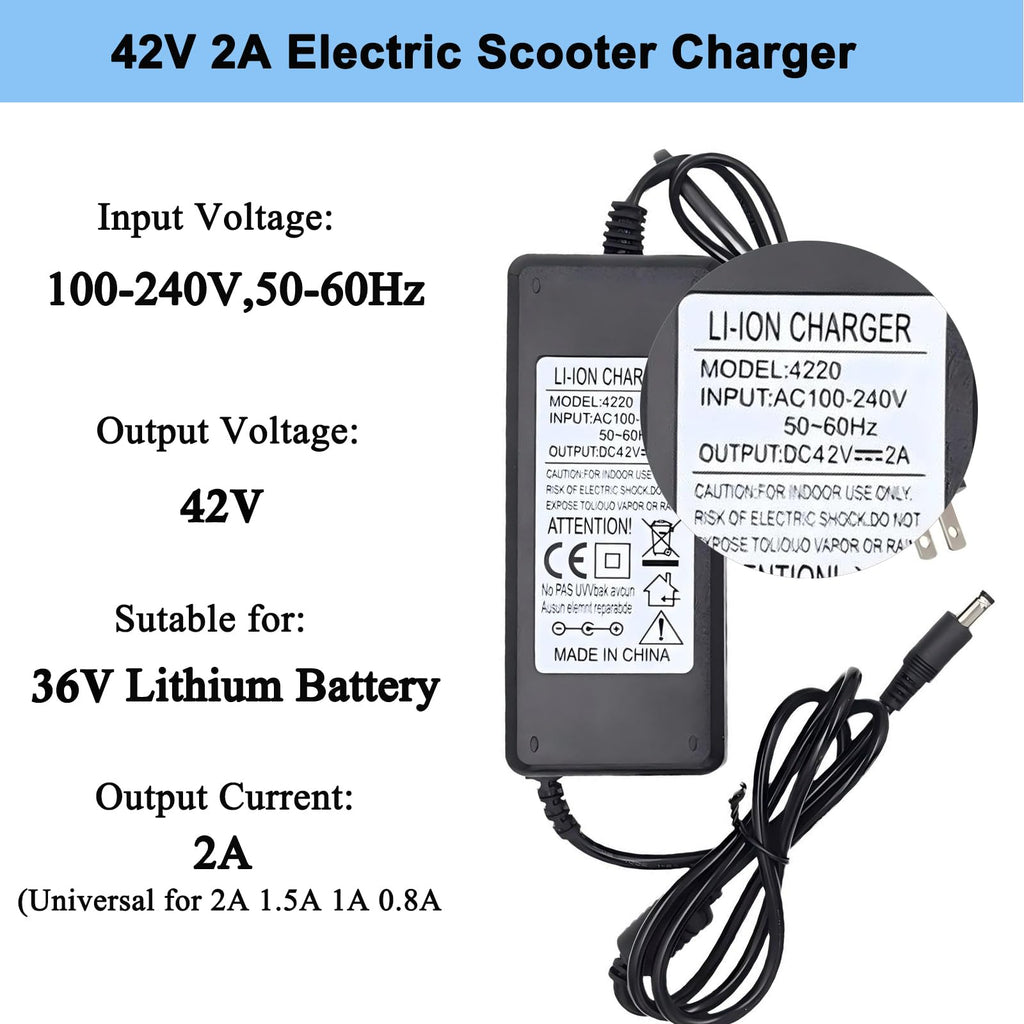 42V 2A Electric Scooter Charger with 4 Plugs C9216