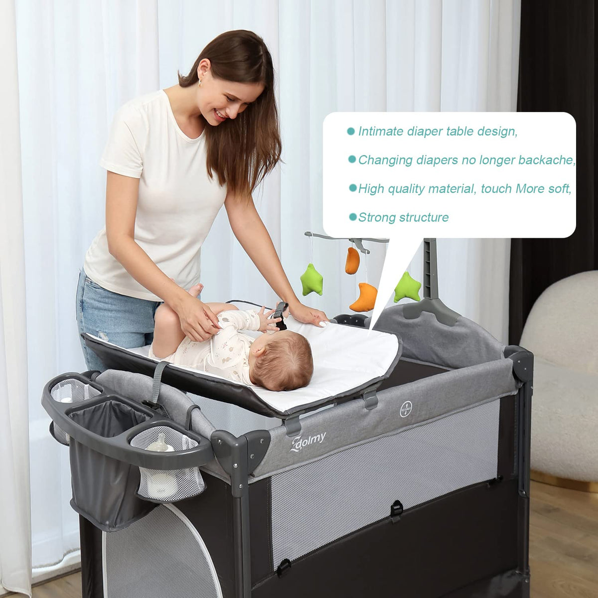 4-in-1 Pack and Play with Bassinet and Changing Table C703