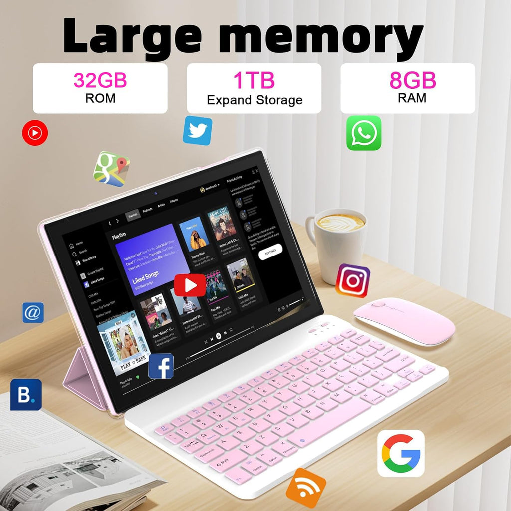 10 Inch 8GB RAM 32GB ROM Tablet with Keyboard Stylus E9735