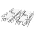 6 Ft Rectangular 4 Folding Tables and 24 Chairs Set White Granite R231833