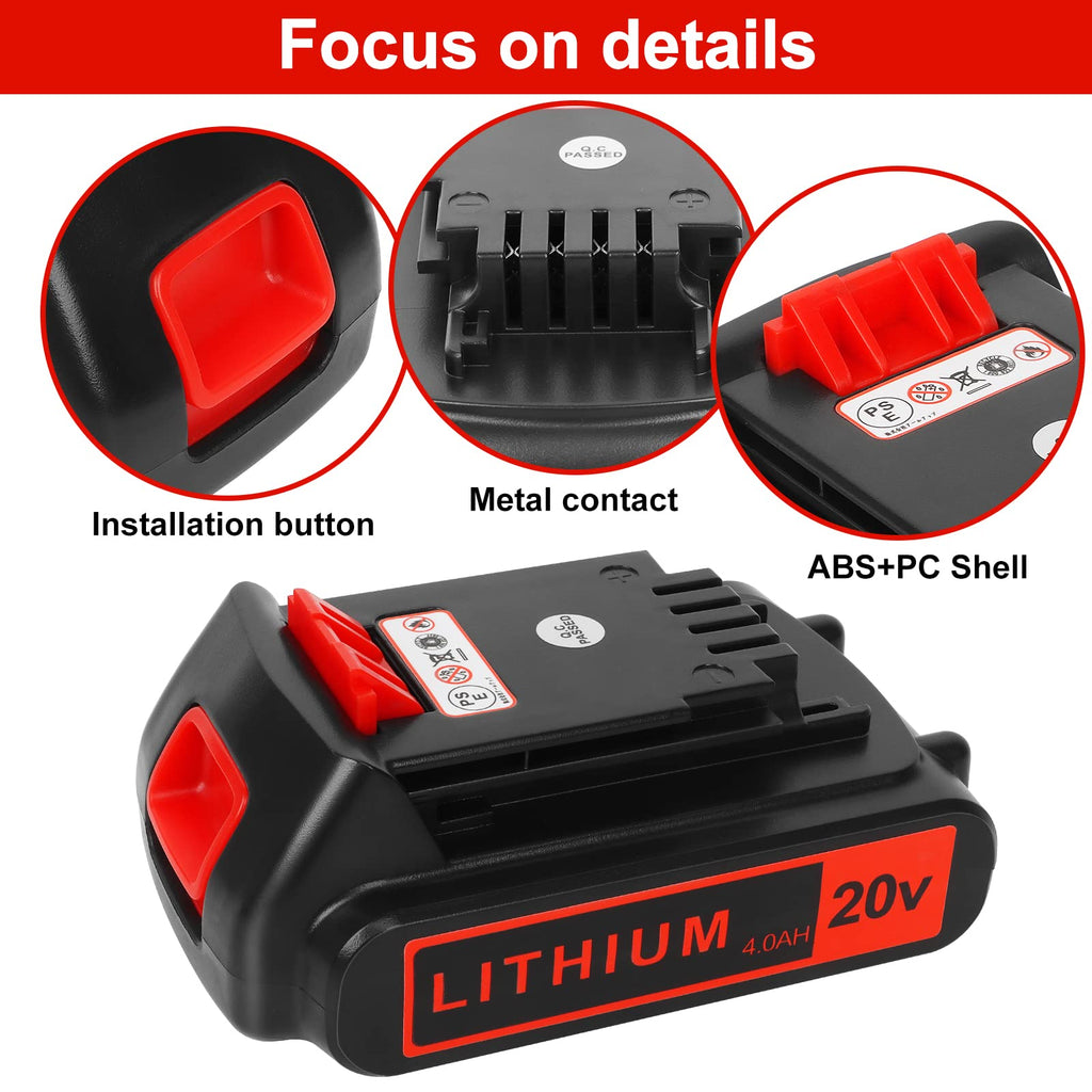 2 Pack 4000mAh 20V Lithium Ion Battery F824