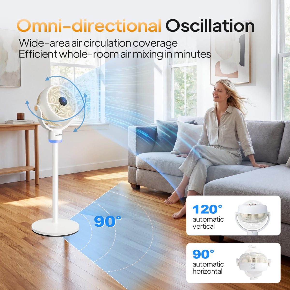3-in-1 Pedestal Tabletop Oscillating Fan with Remote White J896