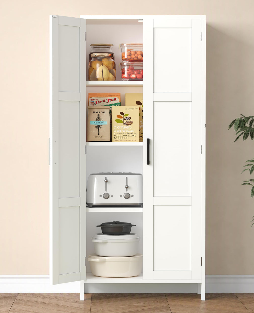 51.2"H Tall White 2 Doors Bathroom Cabinet K779