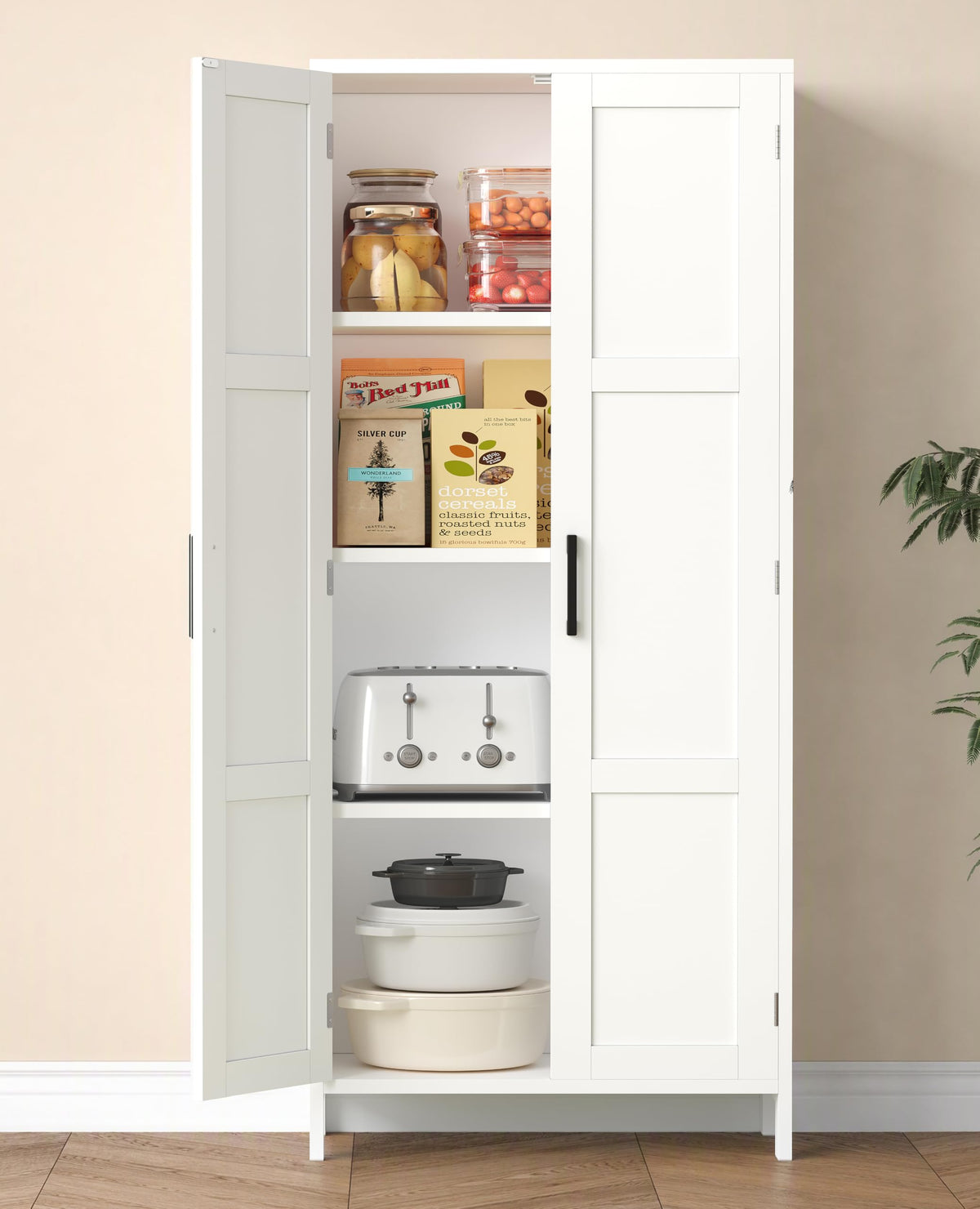 51.2"H Tall White 2 Doors Bathroom Cabinet K779
