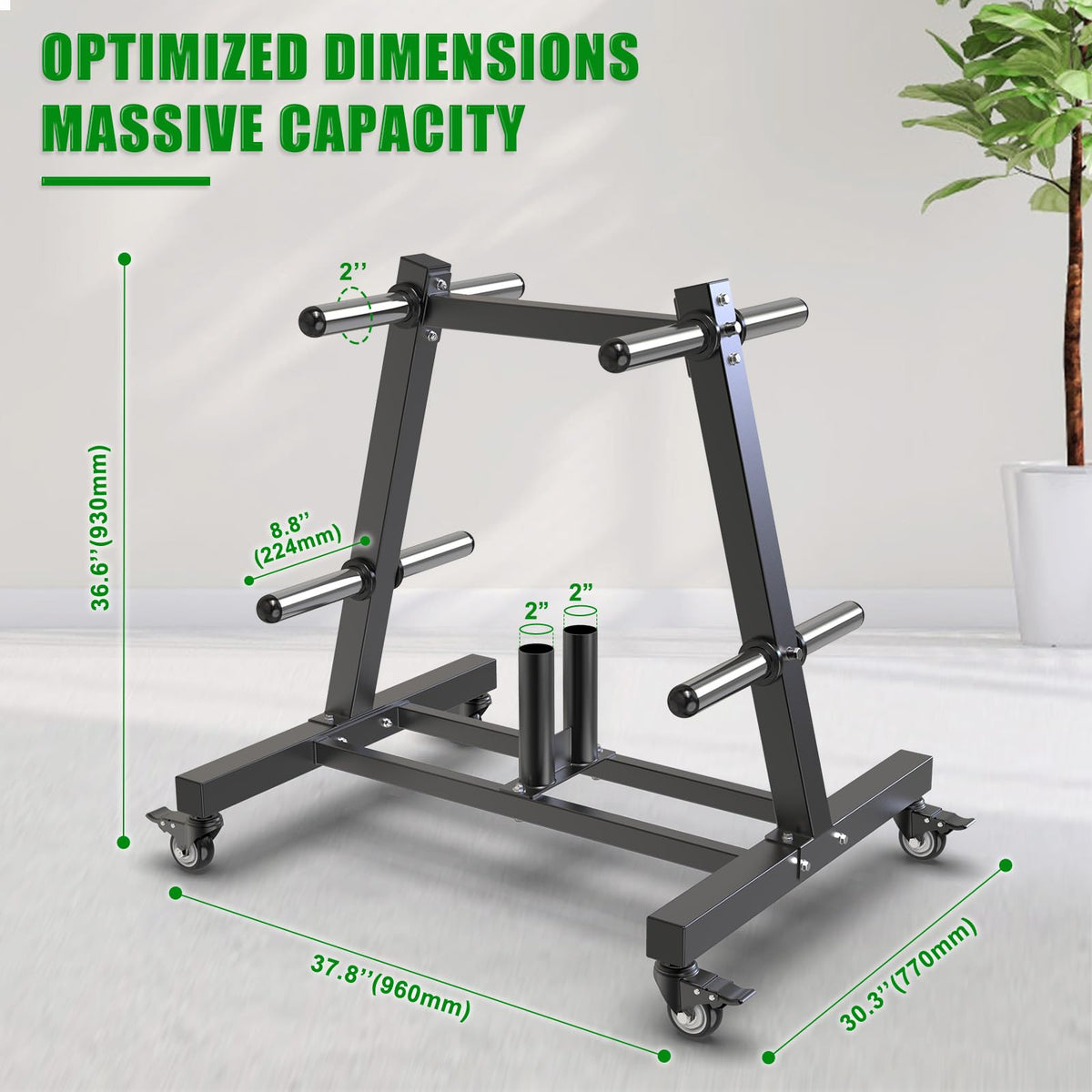 2" Olympic Weight Plate Tree Rack and Barbell Holders A234816