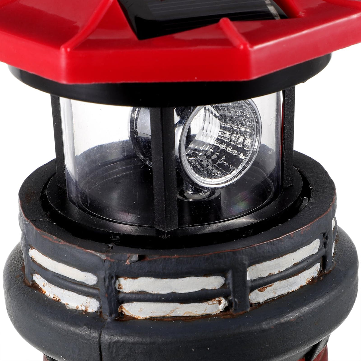 Solar Lighthouse Statue with LED Light 14.76 Inch Red L394