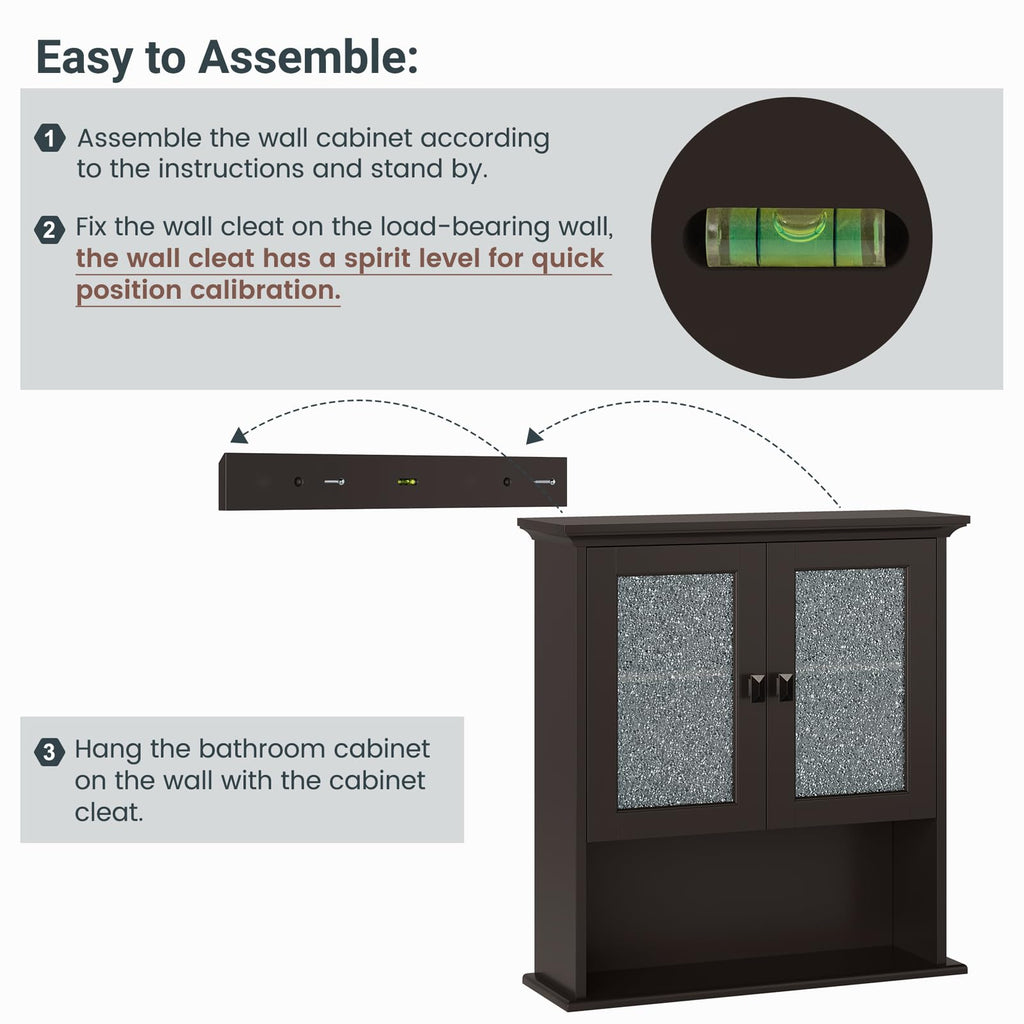 Wall Mount Bathroom Cabinet with Glass Door K105955