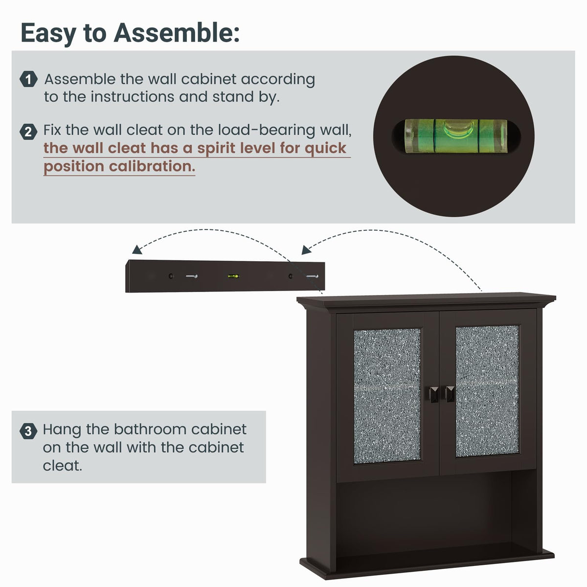 Wall Mount Bathroom Cabinet with Glass Door K105955