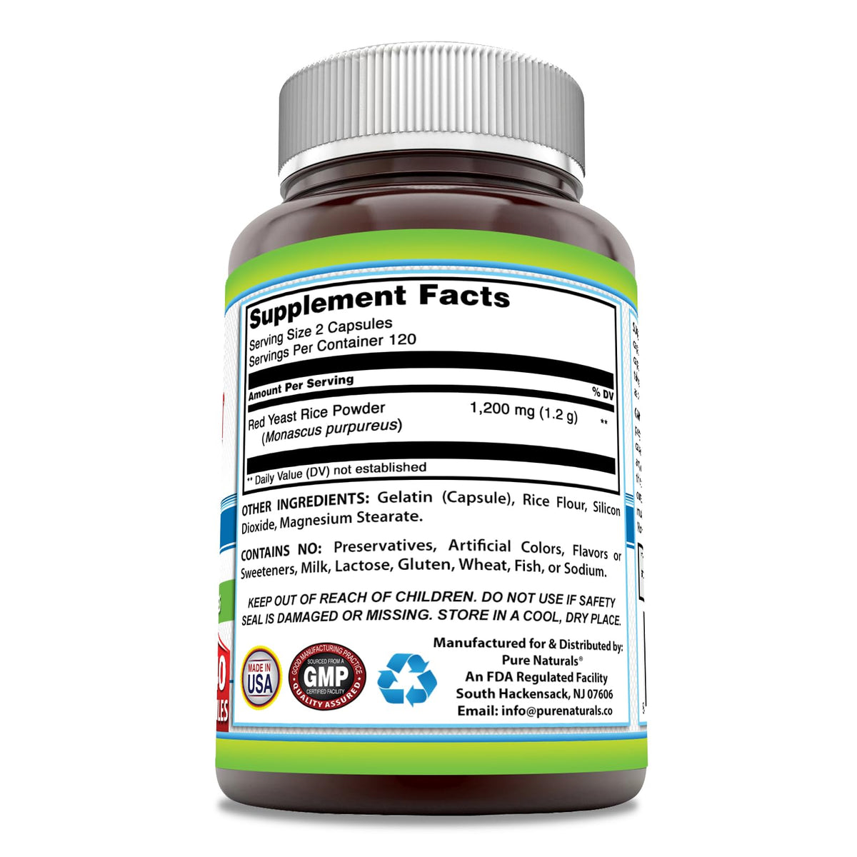 Red Yeast Rice 1200 Mg 240 Capsules Supplement O8224