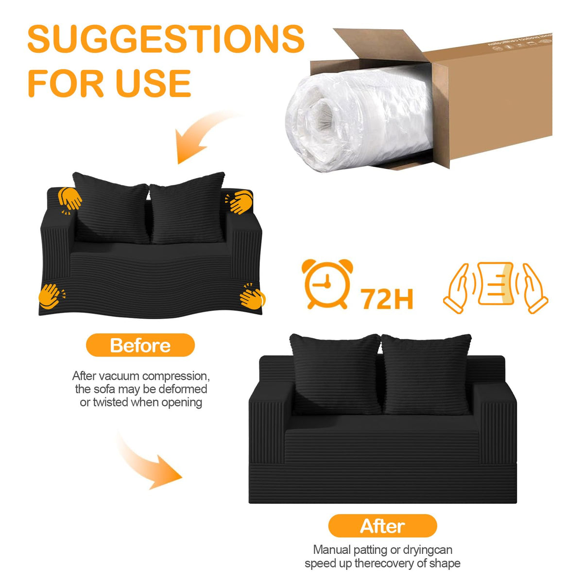 Convertible Folding Floor Futon Sleeper Sofa Bed with 2 Pillows P119