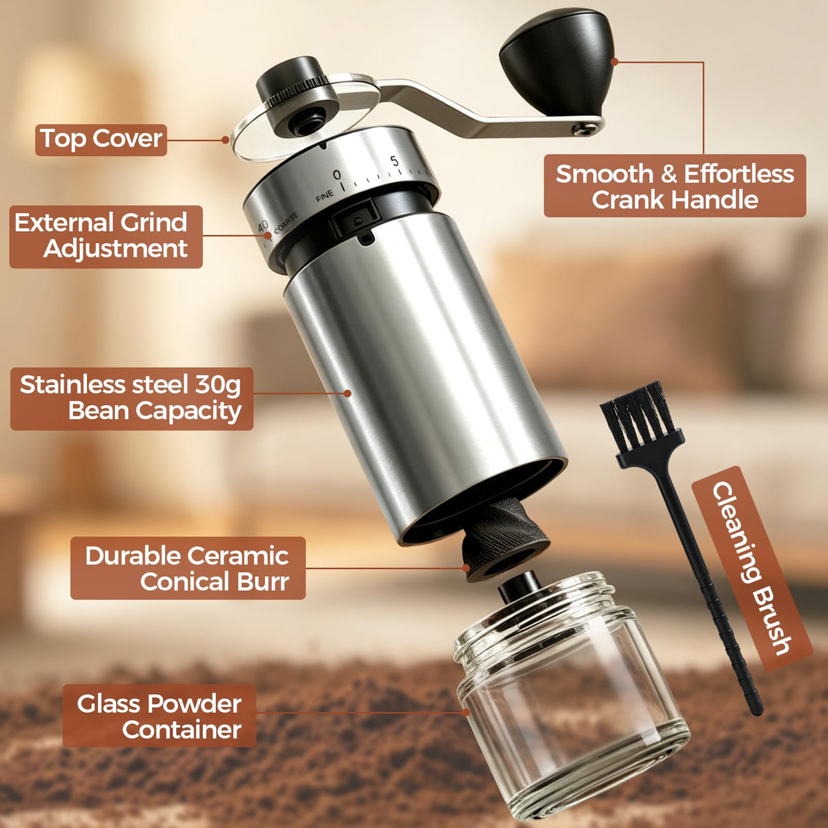 Manual Coffee Grinder with Ceramic Conical Burr K171