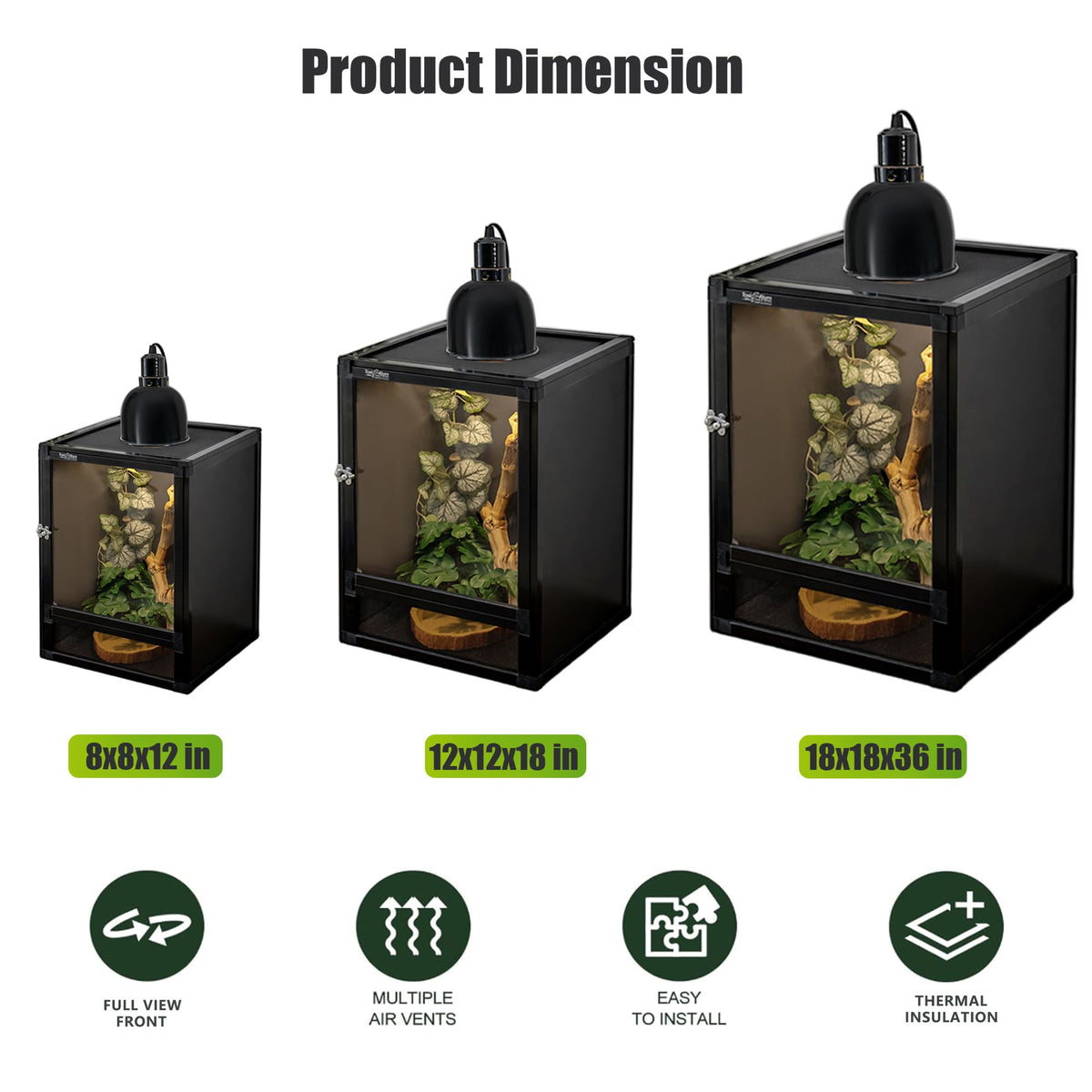 18"x18"x36" Aluminum Reptile Enclosure with Screen & Acrylic Doors B239887