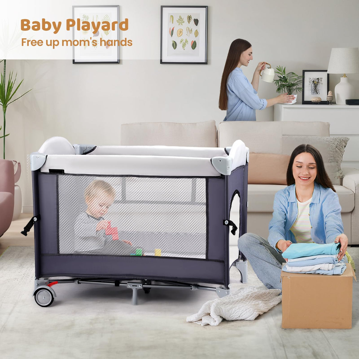 5 in 1 Pack and Play with Bassinet and Changing Table G79116