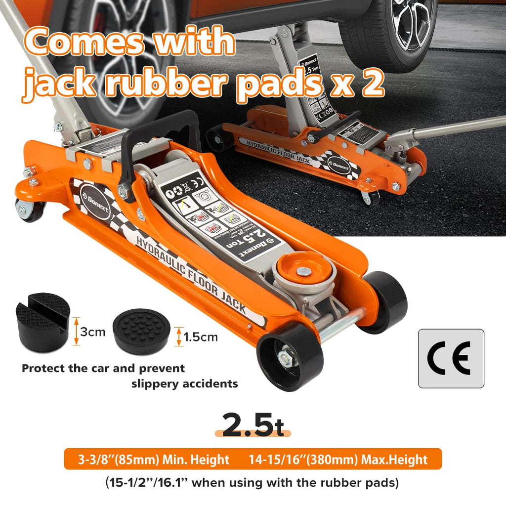 Steel Floor Jack and Orange Jack Stands X45173