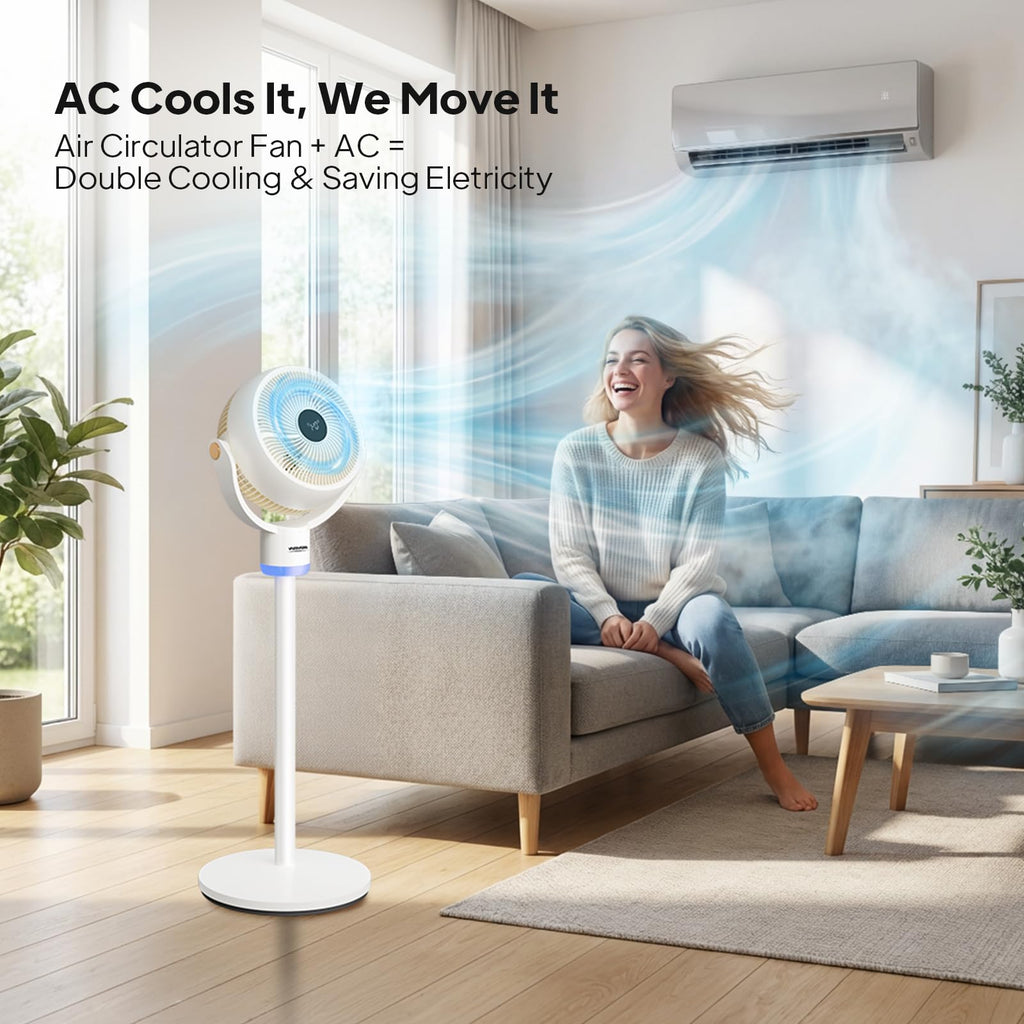 3-in-1 Pedestal Tabletop Oscillating Fan with Remote White J896