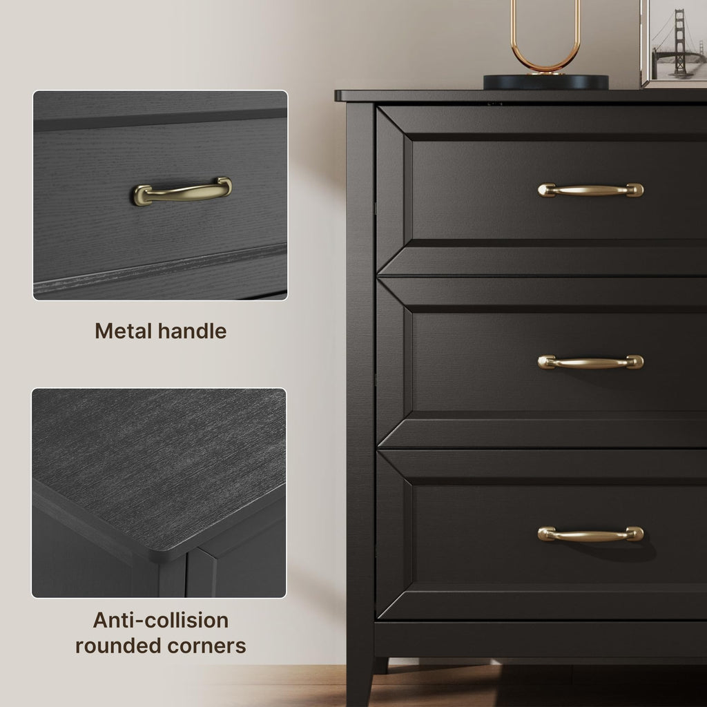 Black 6 Drawer Dresser P473