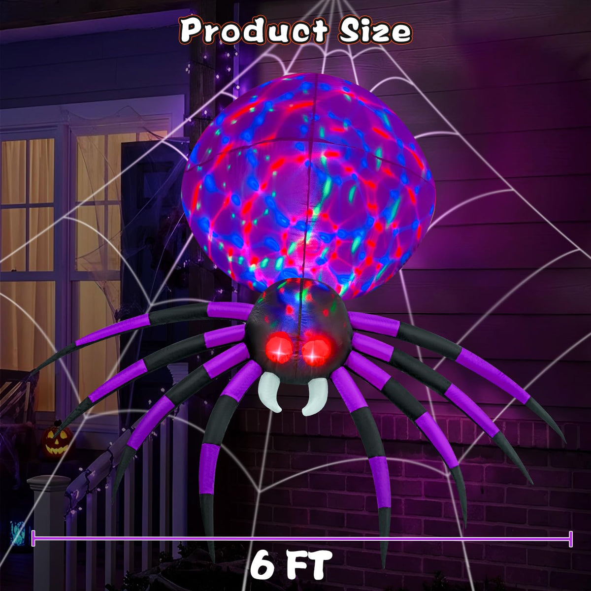 6 FT Inflatable Spider Outdoor Decoration with LED Lights J38514