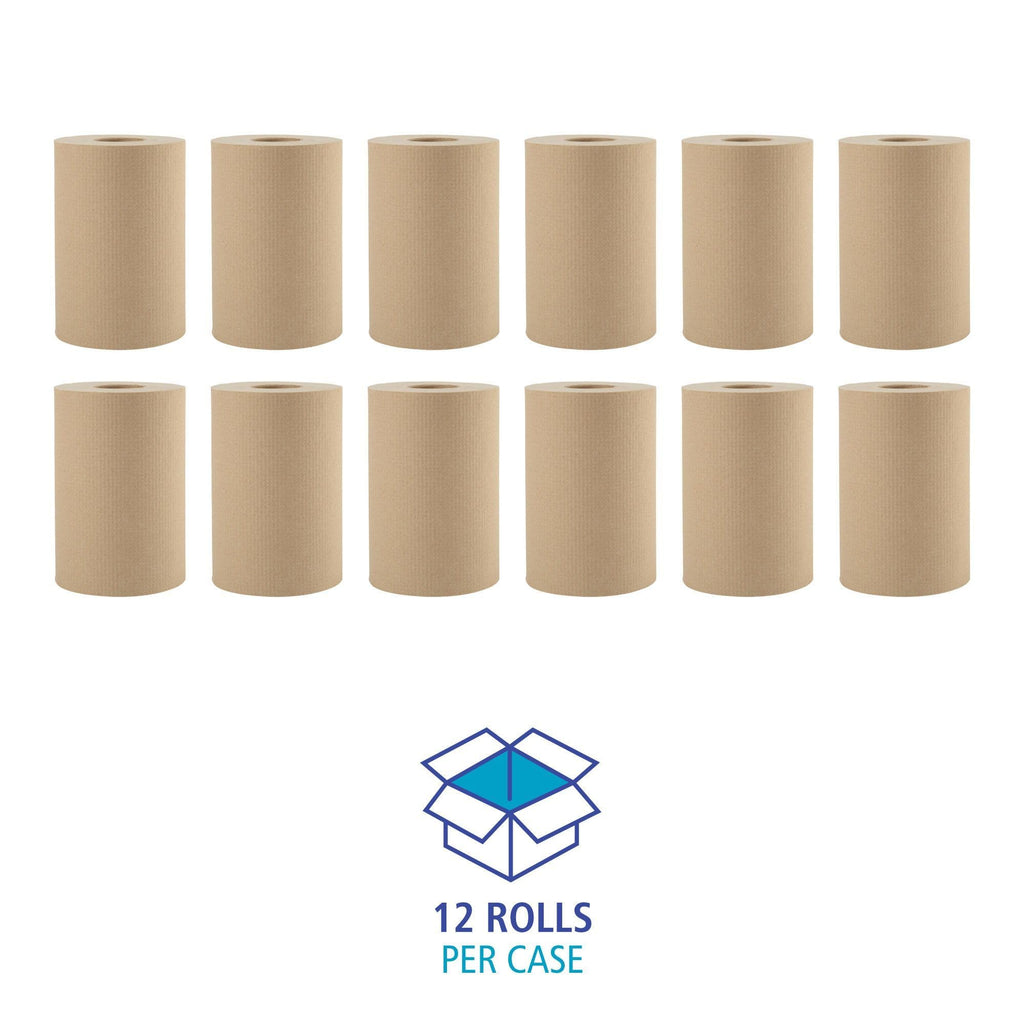 Hardwound Paper Towels, 8" x 350ft, 1-Ply Natural, Case of 12 Rolls Y479508