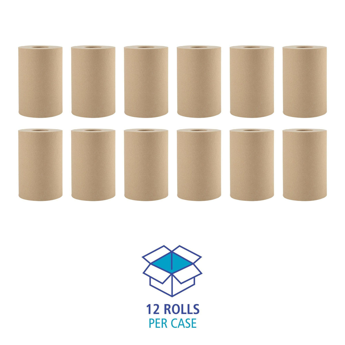 Hardwound Paper Towels, 8" x 350ft, 1-Ply Natural, Case of 12 Rolls Y479508