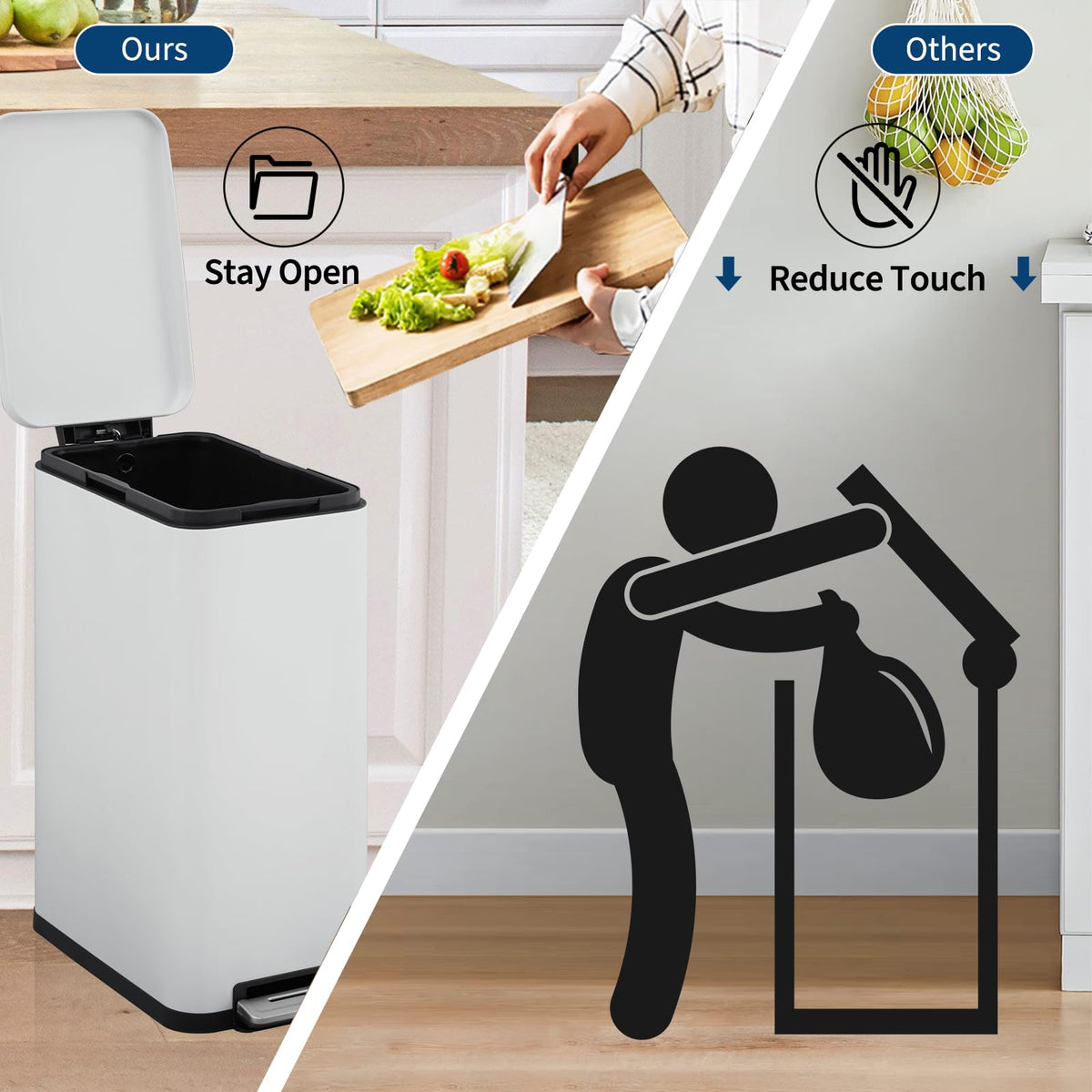 13.2 Gallon Stainless Steel Step Trash Can with Lid K32815