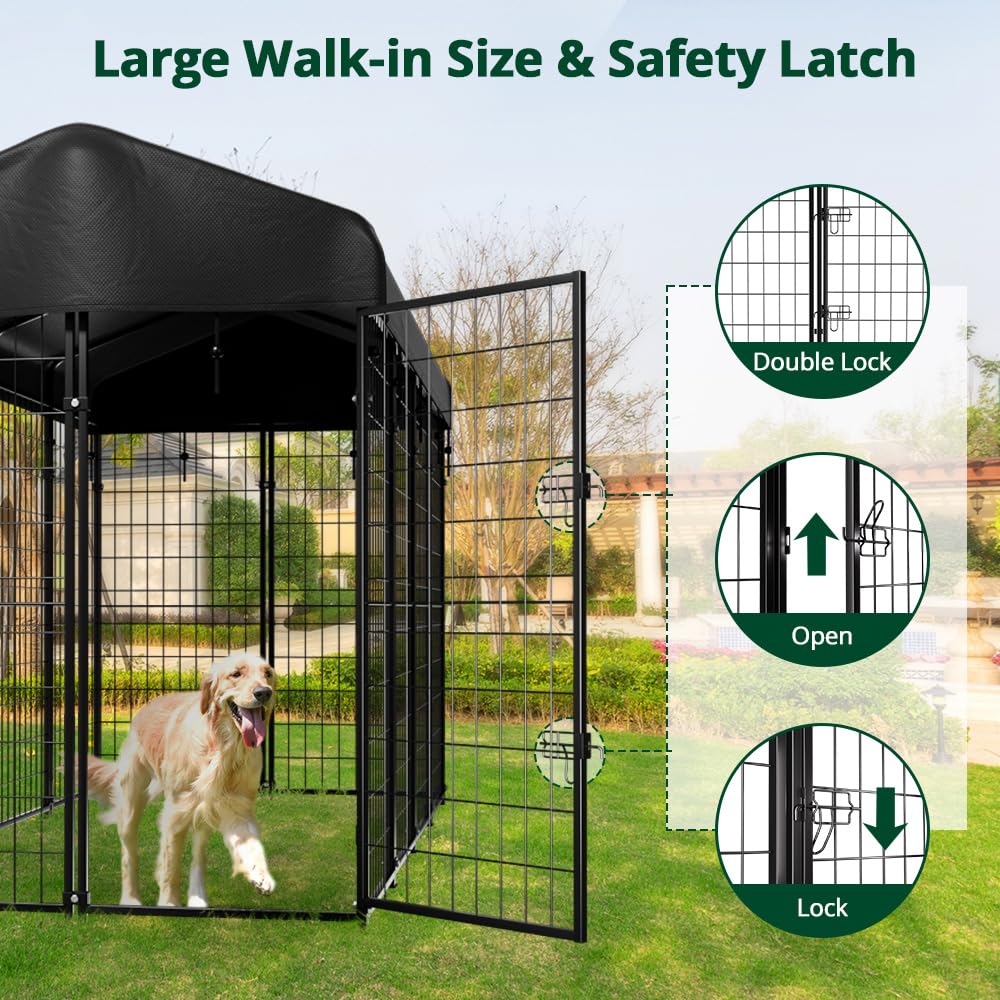8'x6'x4' Outdoor Dog Kennel with Roof I205