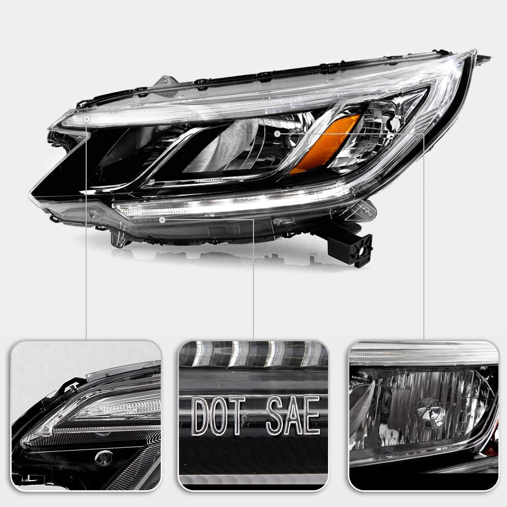 For 2015-2016 Honda CRV Halogen Type LED DRL Headlights Assembly Pair Set Left+Right H4749