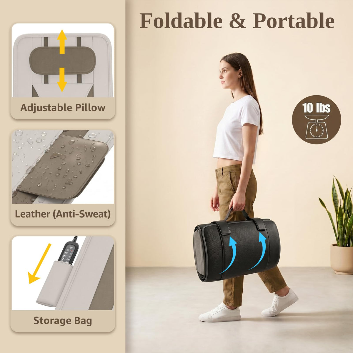 Full Body Massage Mat with Heat, Foldable Q266