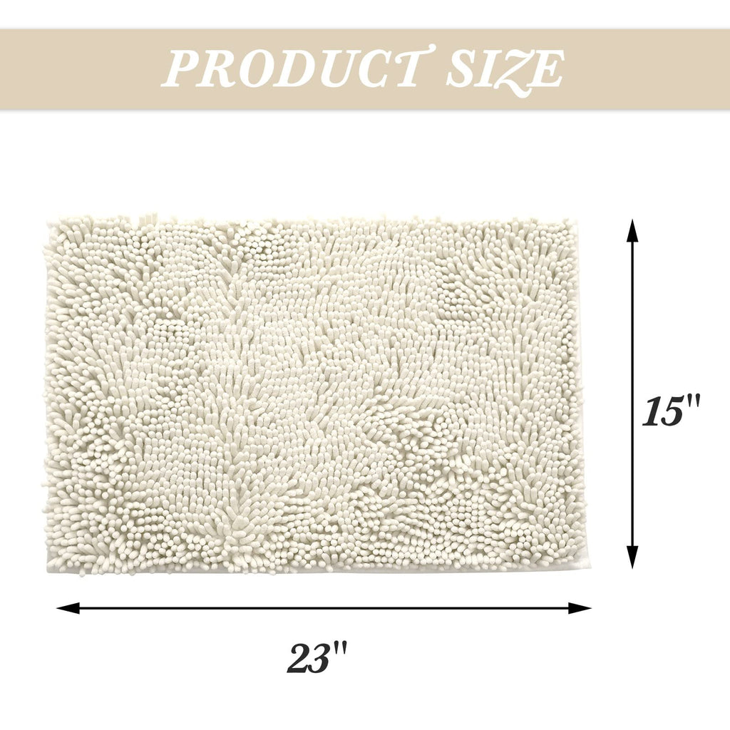 Non-Slip Microfiber Bath Rug Machine Washable Ivory 15 x 23 Inches N5133
