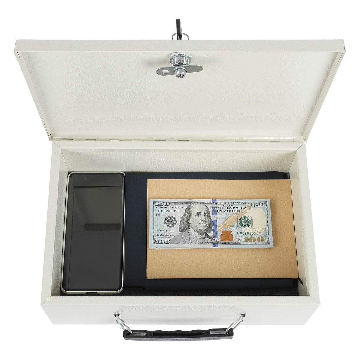 Fireproof Document Box with Key Lock Beige H590235