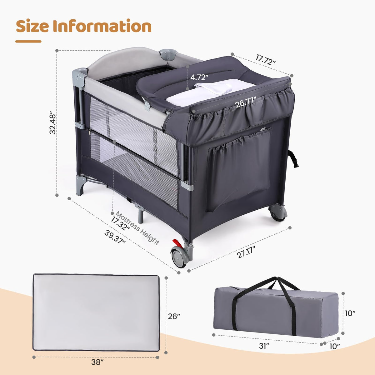 5 in 1 Pack and Play with Bassinet and Changing Table G79116
