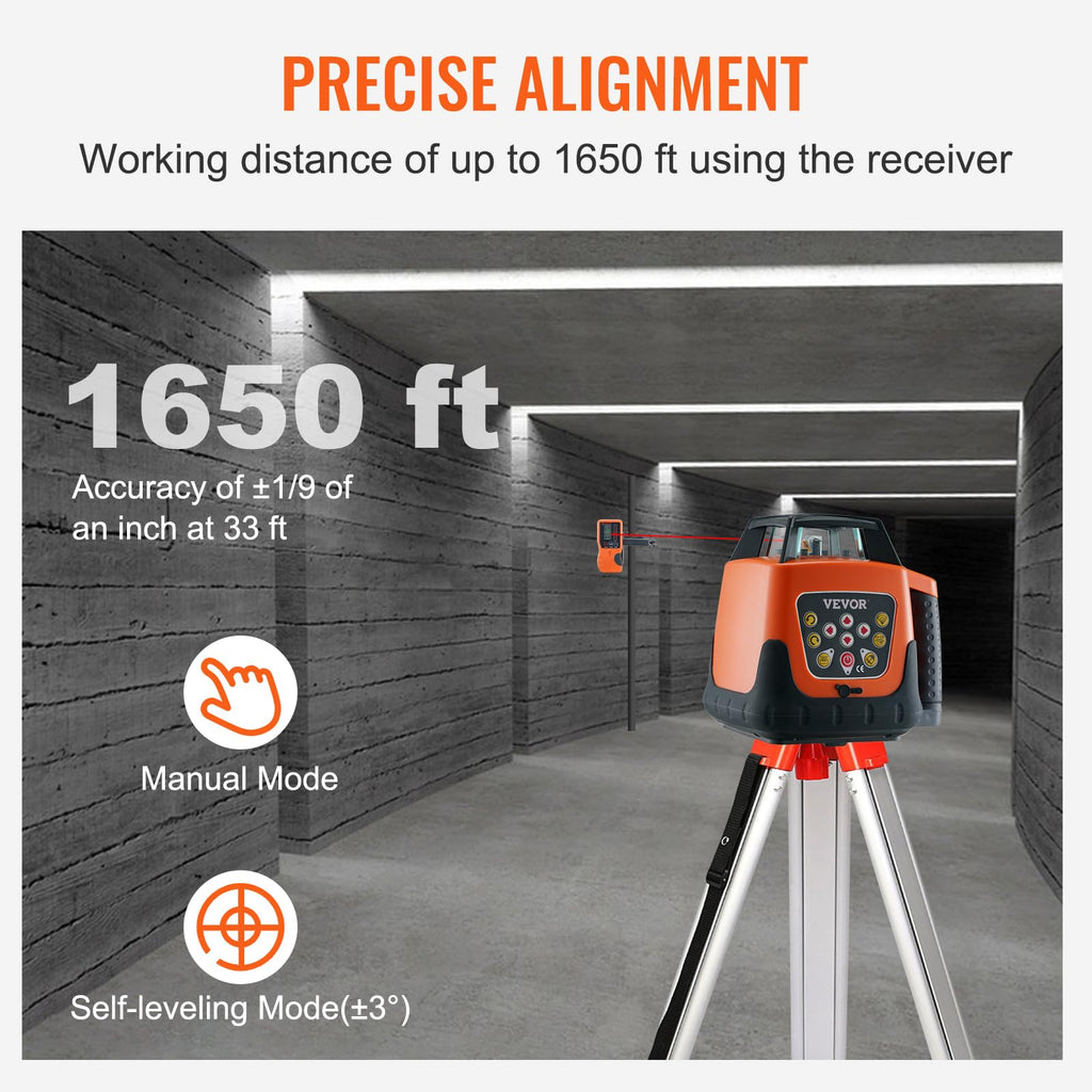 Red 360 Degree Self Leveling Rotary Laser Level Kit with Tripod D311880