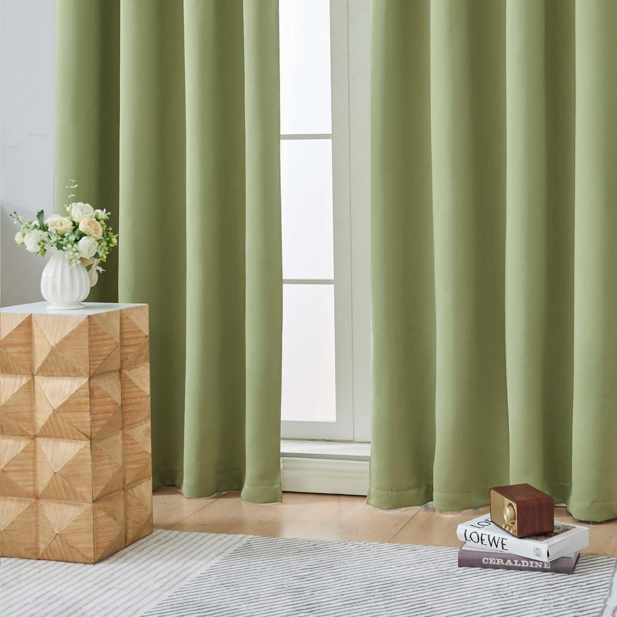 Sage Green 72 Inch Blackout Curtains 2 Panels Set R974561