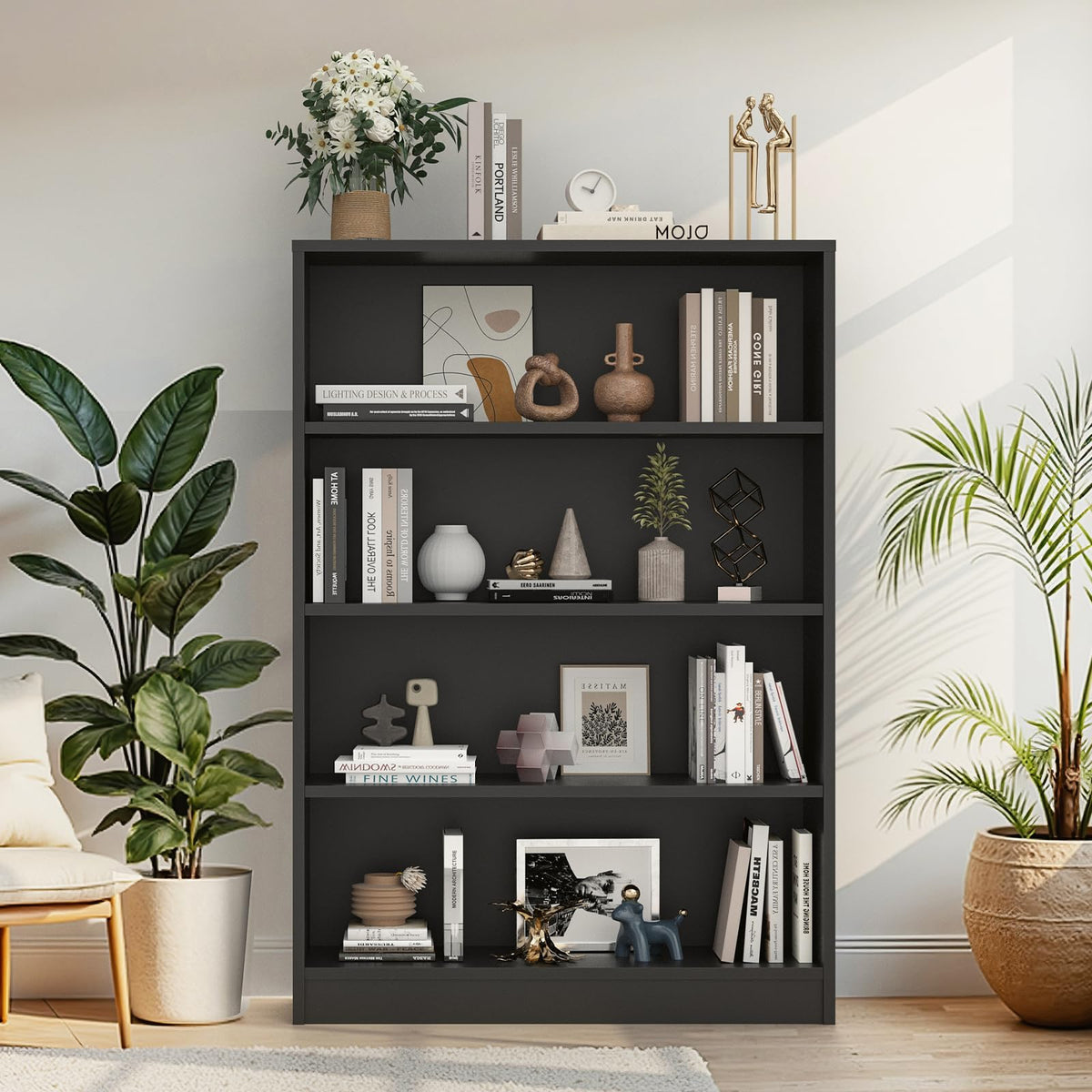 48 Inch 4-Shelf Wood Bookcase F104