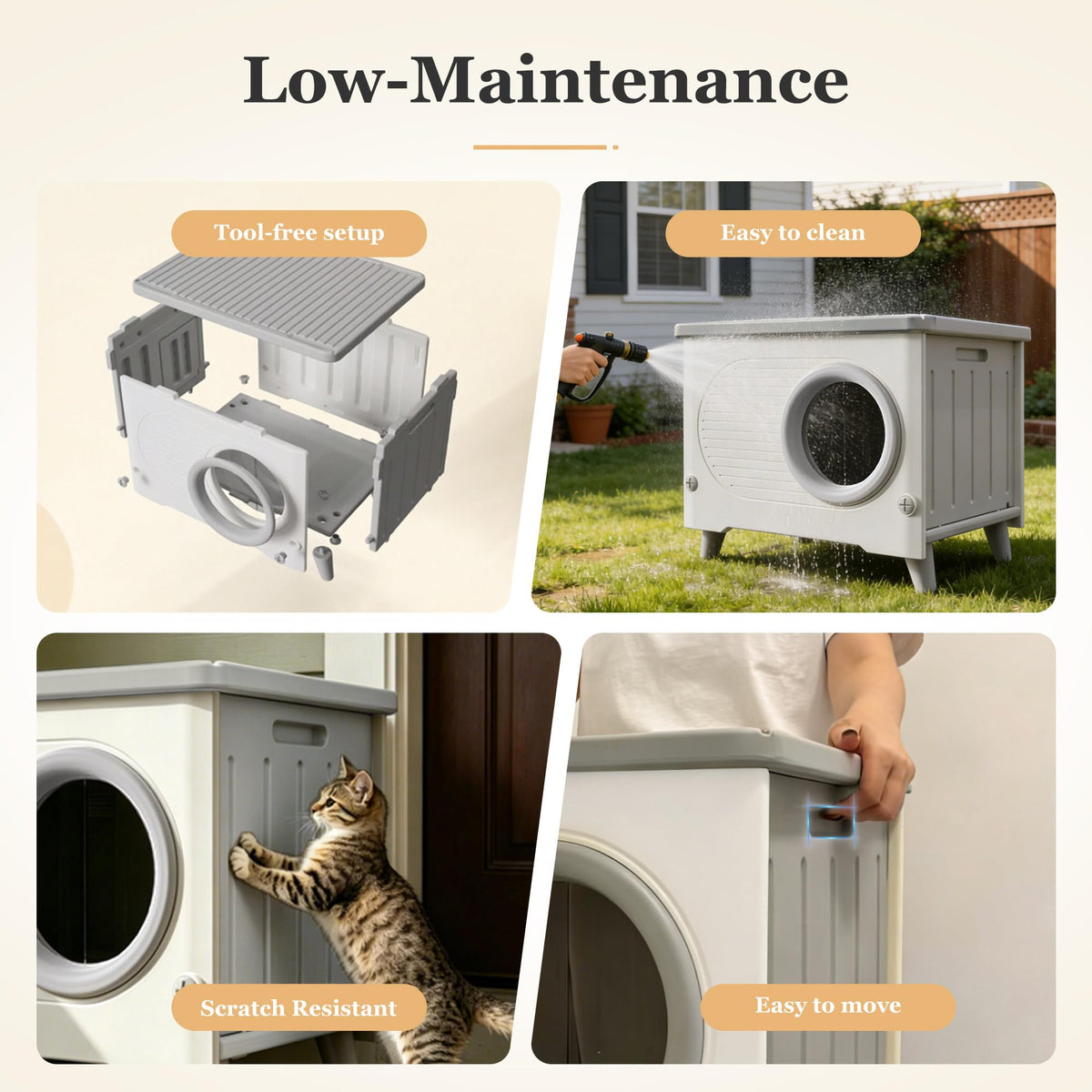 Weatherproof Elevated Outdoor Cat House with Cushion R588869