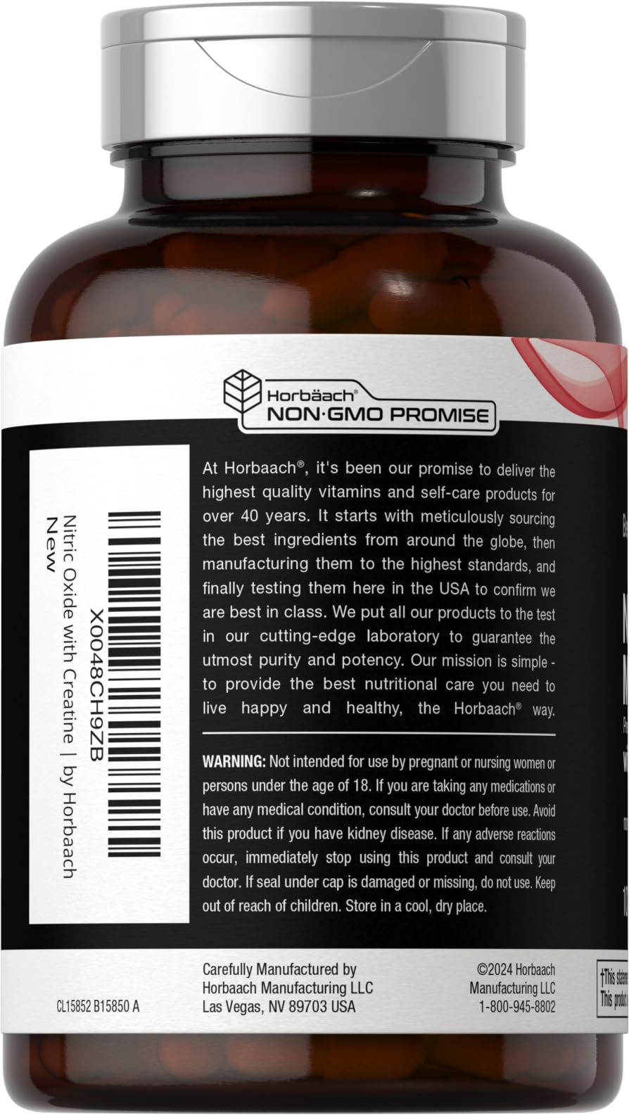 Nitric Oxide Supplement with Creatine Monohydrate 100 Capsules E746